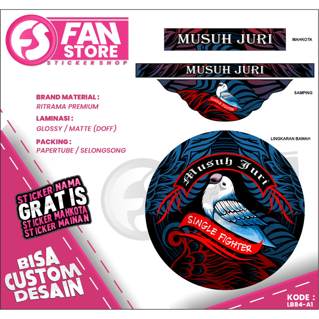 Decal Sticker Kandang Lovebird Universal Motif  Elegant -  Stiker Sangkar Love Bird Ebod Jaya Custom