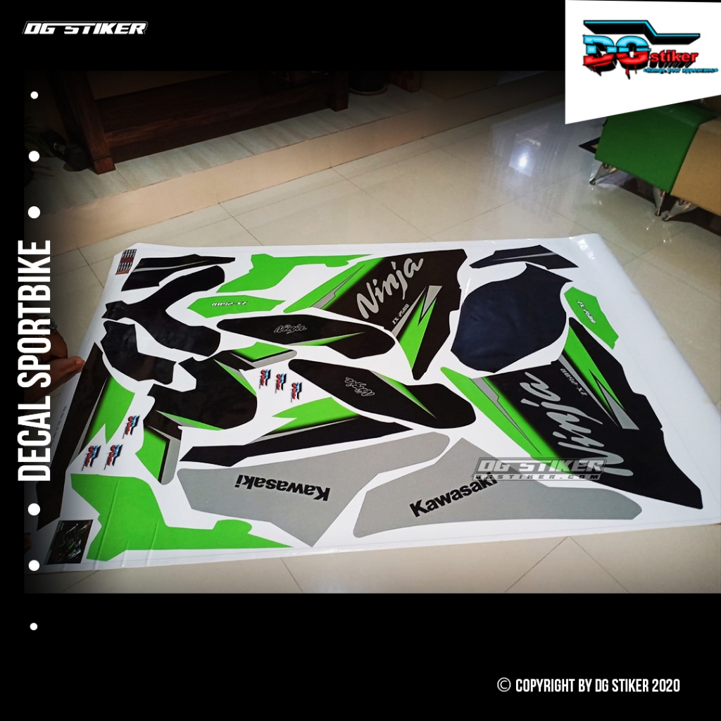 Decal Stiker Ninja 250 Fi Hitam grafis hijau