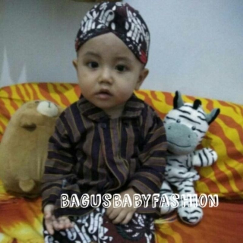 BAJU PAKAIAN KOSTUM ANAK SURJAN LURIK SET BLANGKON ADAT JAWA MURAH HALUS