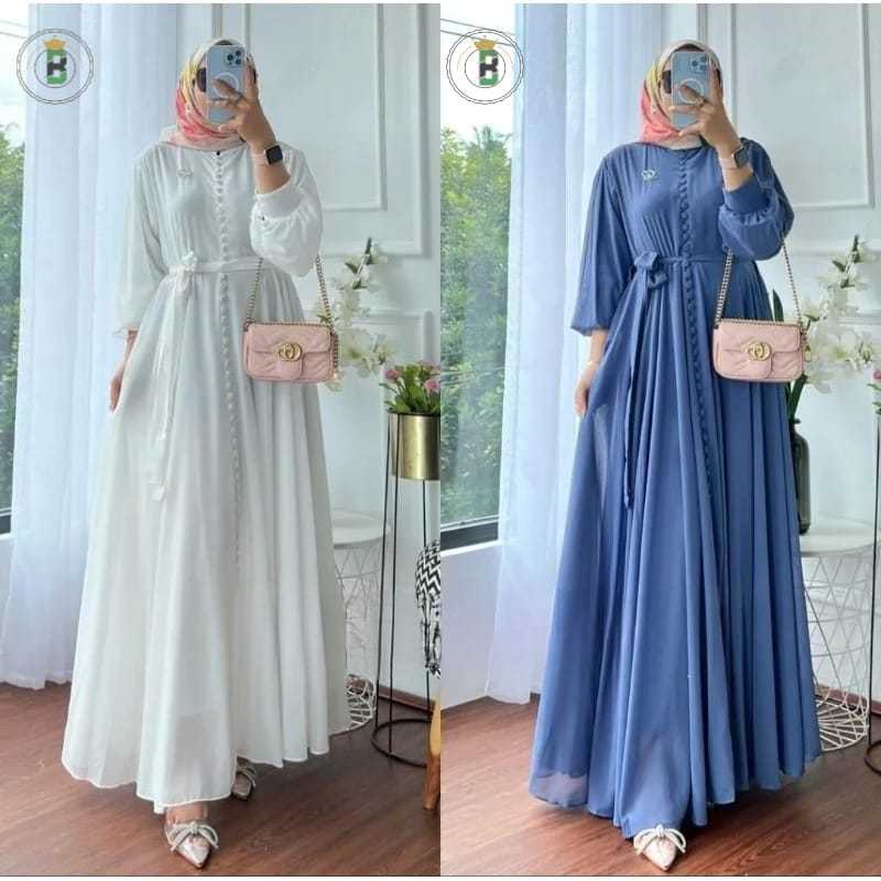 baju Gamis terbaru 2025 viral gamis seribu kancing dress wanita dewasa Delia dress murah ukuran L|XL