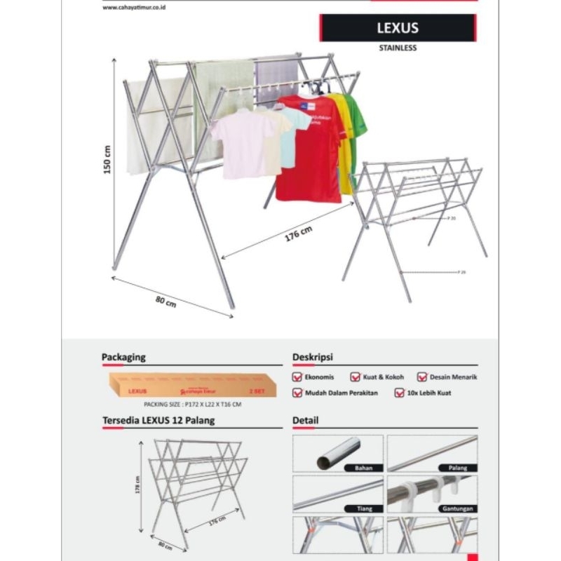 JEMURAN PAKAIAN STAINLESS STEEL - JEMURAN ALUMINIUM - JEMURAN DINDING
