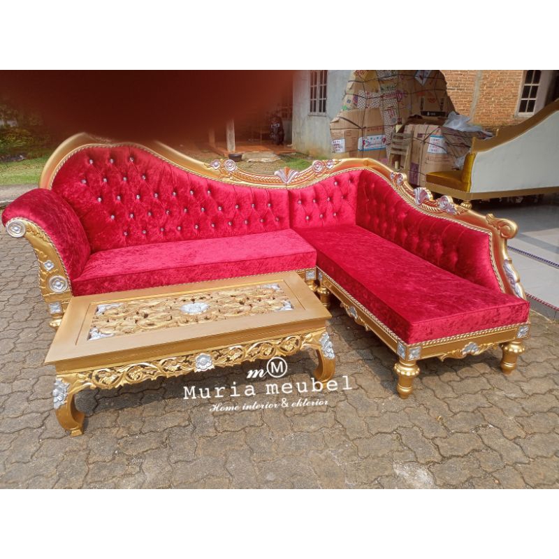 sofa tamu lois (sofa sudut )  jati ukir jepara
