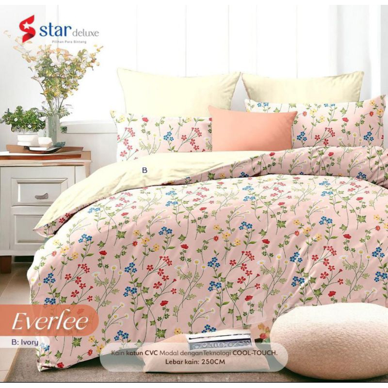 Sprei Katun Lokal Premium / Sprei Homemade / Sprei Motif Everlee ready 2 warna By Star / Sprer pink 