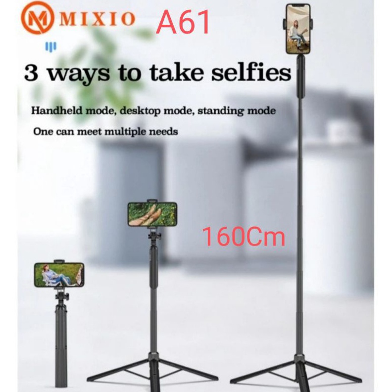 MIXIO A61 16M Tongsis Bluetooth Tripod Stabilizer Gimbal Slefie Stick  Varian A61