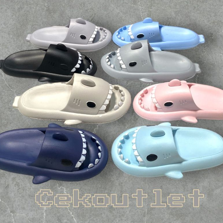 Sandal Hiu Dewasa Pria Wanita / Sendal Slop Shark Eva Ikan Model Hiu / Sandal Slip On Slide Selop