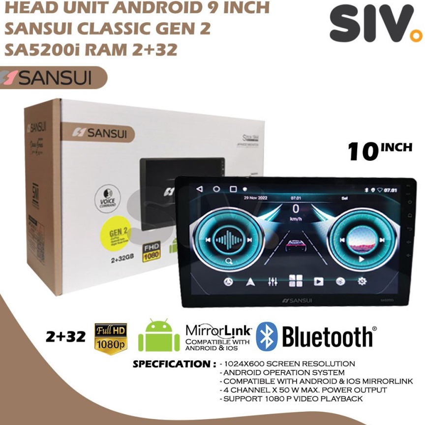 Big Sale HEAD UNIT ANDROID 91inch SANSUI CLASSIC GEN 2 SA52i RAM 232