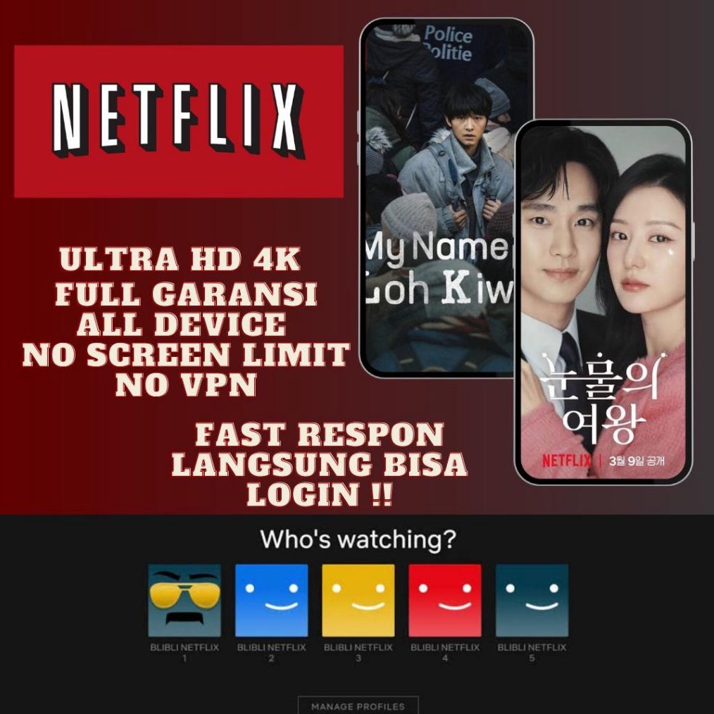 Netflix 1 Tahun 4K ultra HD  ANTI HOLD