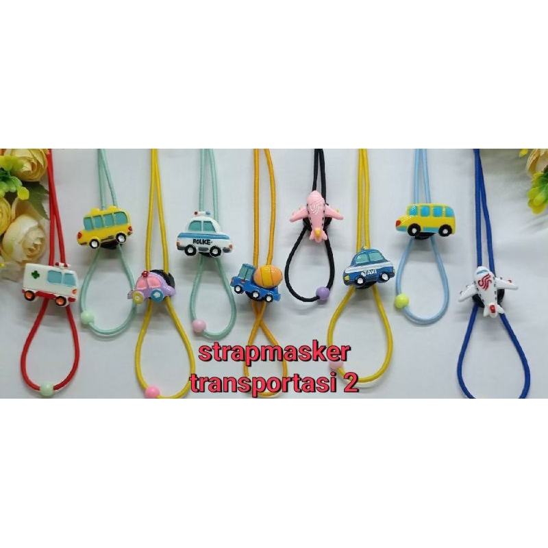 Strap Anak Cowok Cewek Strap Masker Simple Tranportasi Strap Mask Karakter Lucu Strap 2 in 1 Kalung 