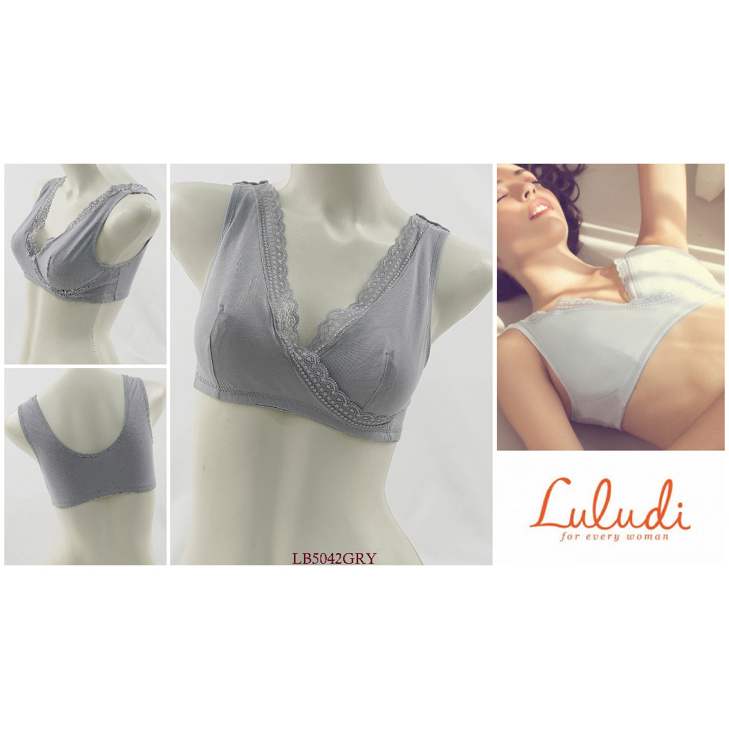 Bra Wanita Tanpa Kawat Tanpa Busa Full cup LULUDI BY WACOAL Mix Hias Lace Premium Pakaian Dalam LB50