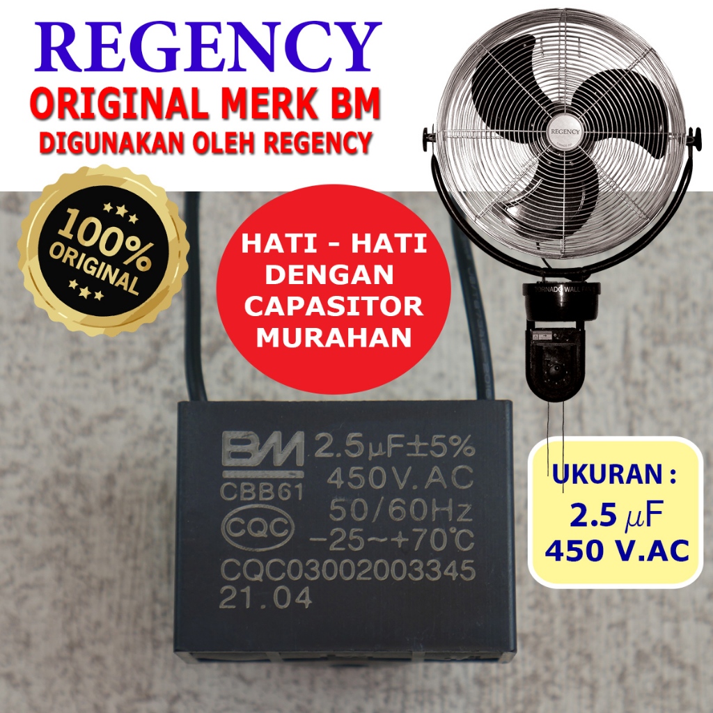 Kapasitor Kipas Angin Regency Tornado Original