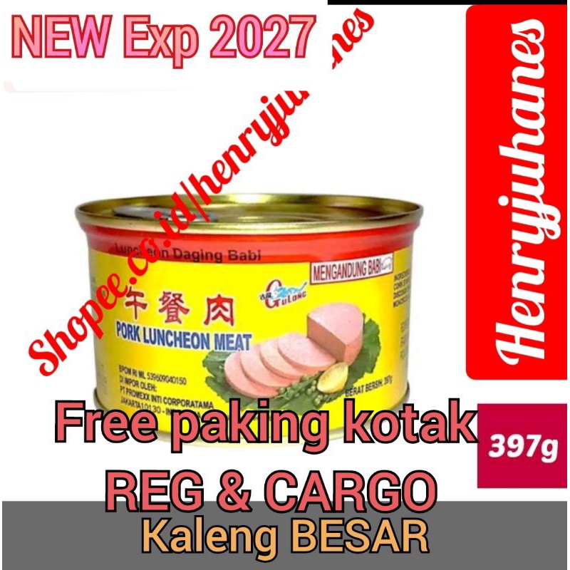 

397 gram Gulong Canned Ham Pork Luncheon Meat / free pakiing kotak untuk reg dan cargo daging babi/ daging maling non halal