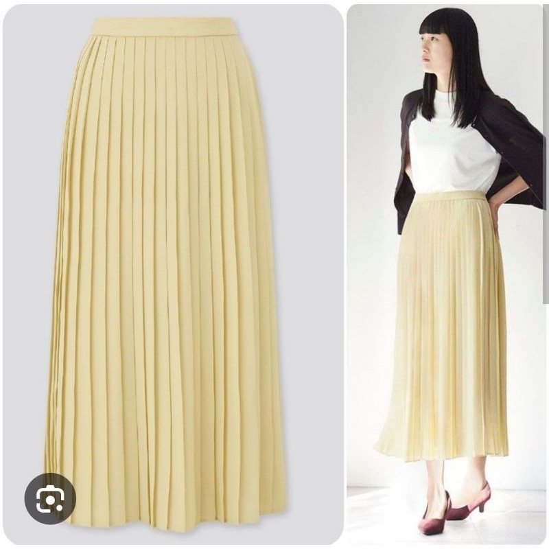 Uniqlo Yellow Pleated Skirt