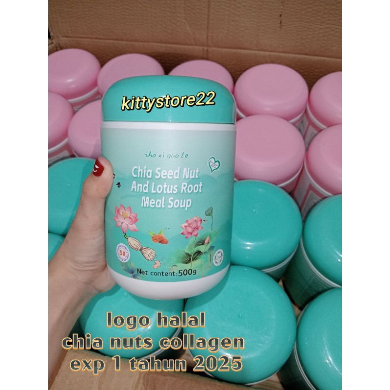 

bubuk teratai qiyaseed nuts 5x collagen(logo halal)