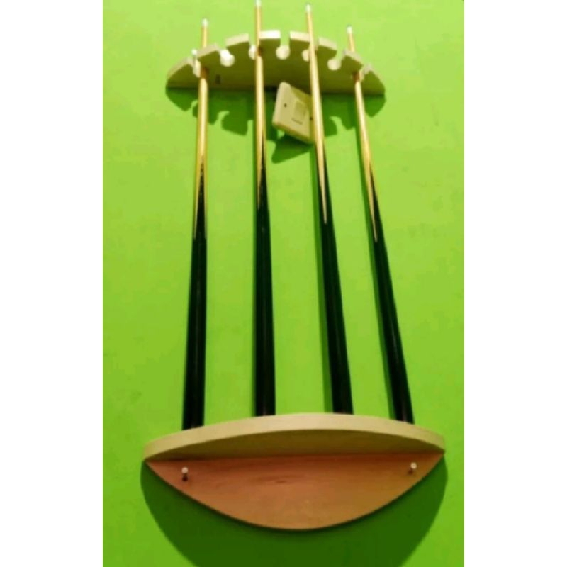 rak stik billiar/dudukan stik billiar kayu/rak joran rak penyimpanan joran kayu