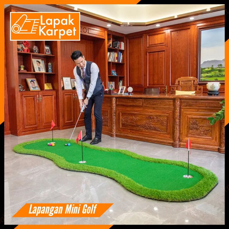 Lapangan mini golf 100x250 cm / lapangan mini golf portabel / mini putter green