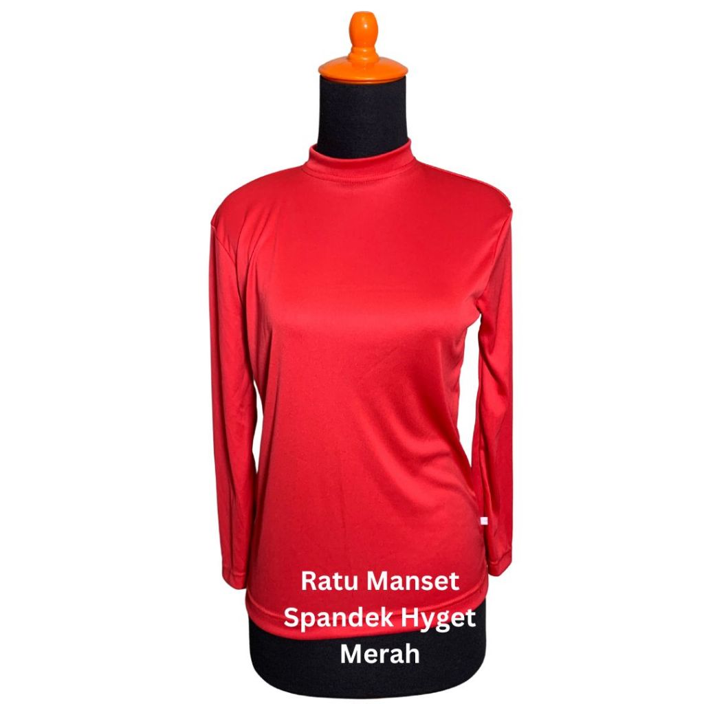 Manset Merah Zipper Resleting Belakang Baju Pengantin Lengan Panjang