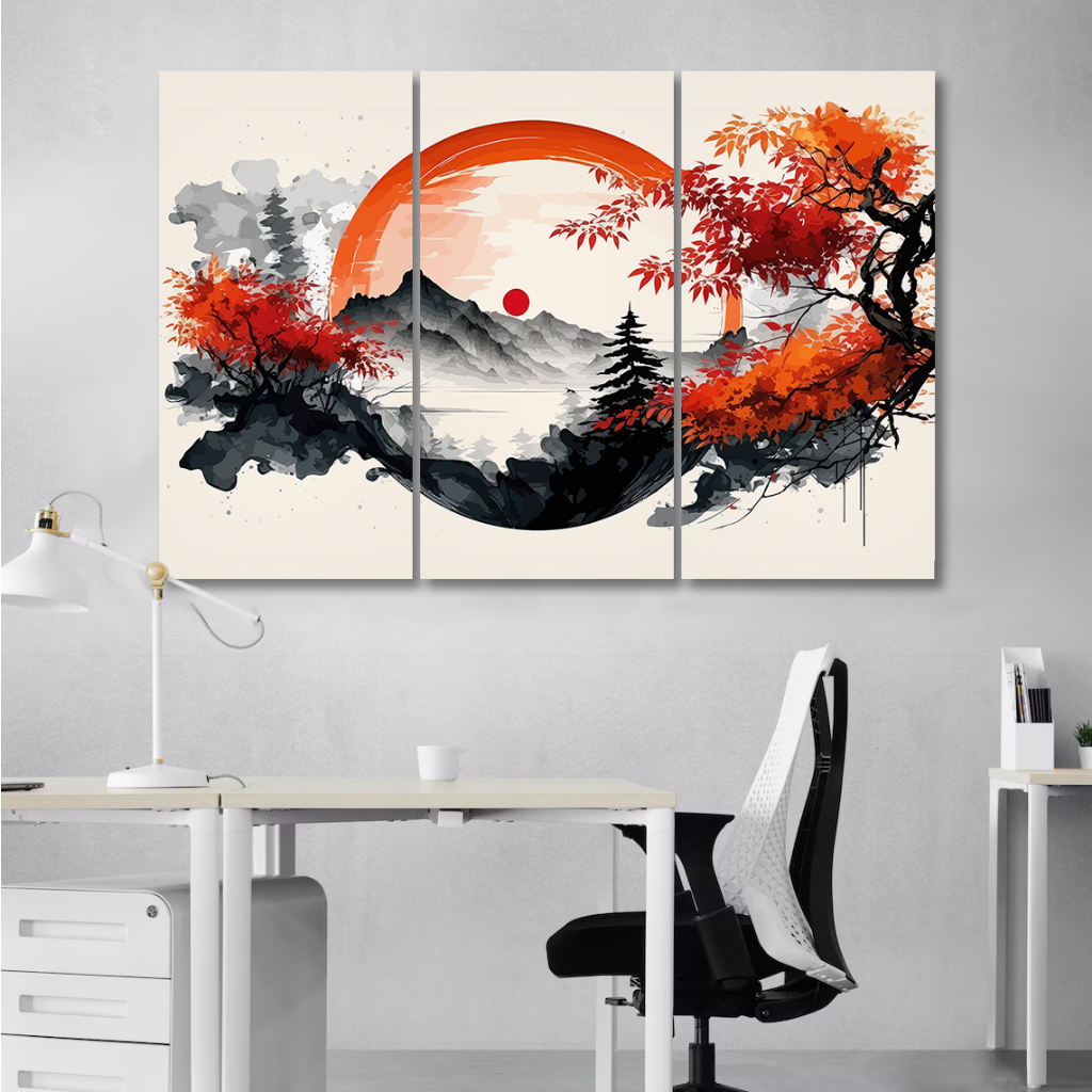 #ART48 Wall Decor Pemandangan Gunung Fuji Ninja Japan Jepang Antik Japanese Katana Desktop Pc Feodal