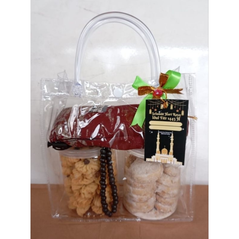 

Hampers Lebaran Lucu dan Termurah 2 toples kue + Sajadah + Tasbih + Ucapan