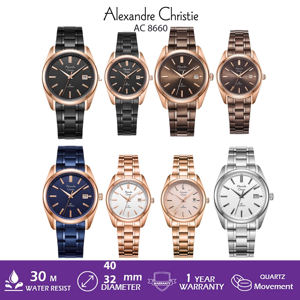 ALEXANDRE CHRISTIE COUPLE AC 8660 JAM TANGAN COUPLE ALEXANDRE CHRISTIE ORIGINAL