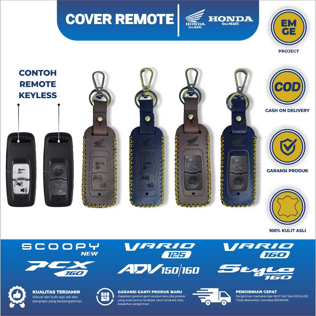 Cover Sarung Remote Keyless Honda Scoopy Stylo 160 - Pcx 160 - Vario 125/160 - Adv 150/160 Gantungan