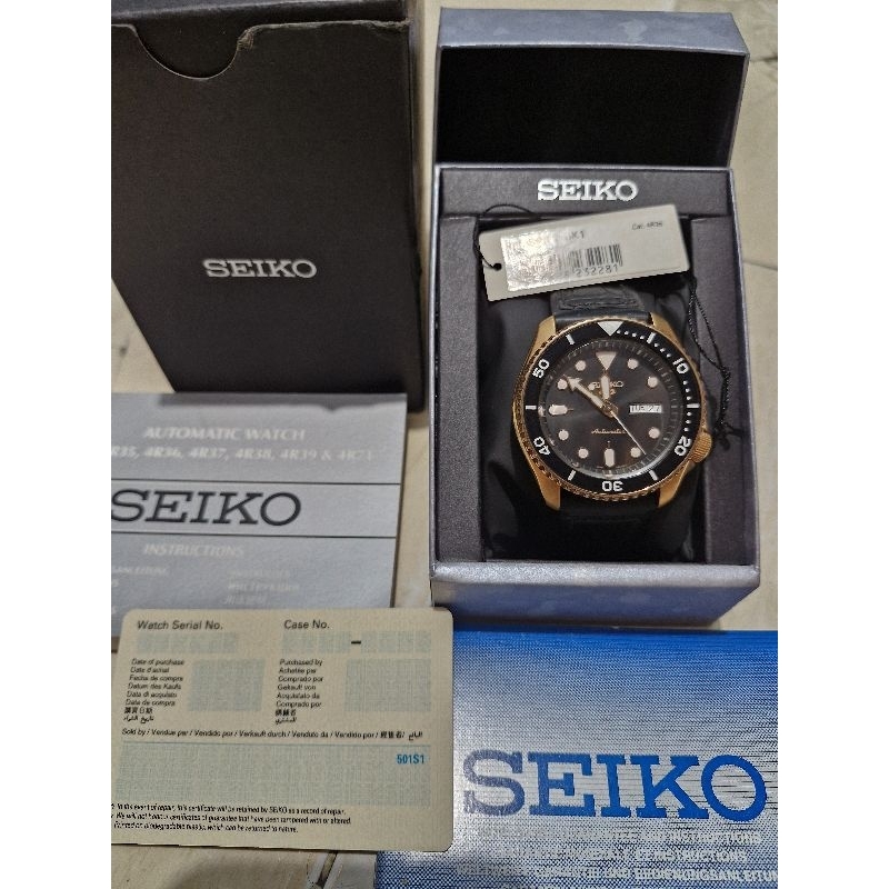 Seiko 5 sport SRPD76K1 Automatic Black Dial Black  Rubber Strap