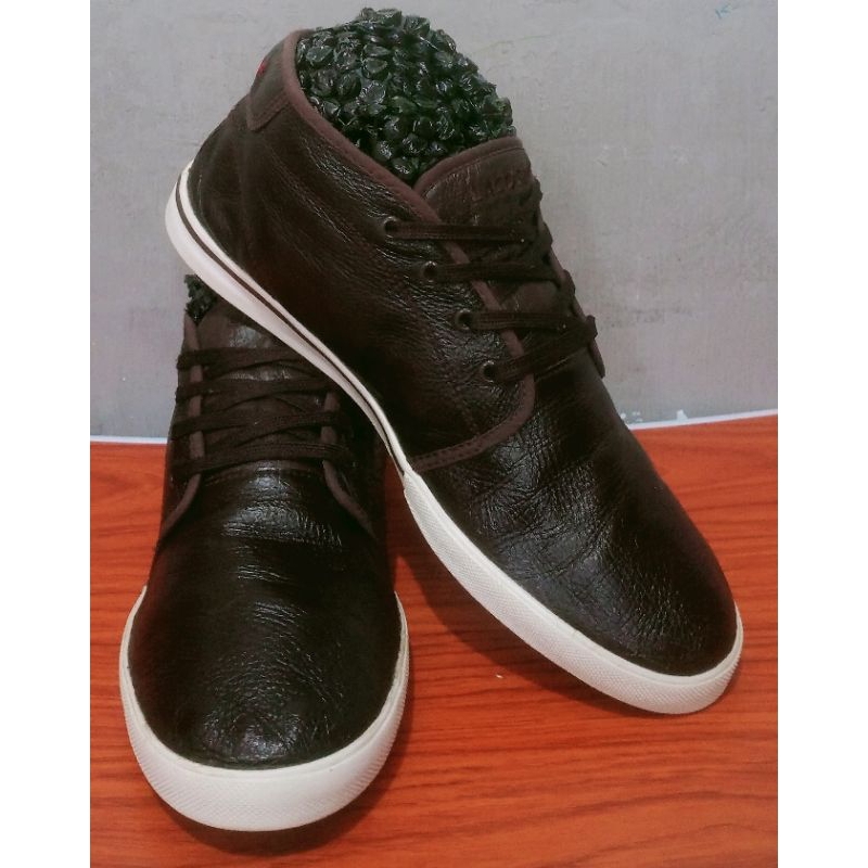 Sepatu kulit LACOSTE mid Brown Original