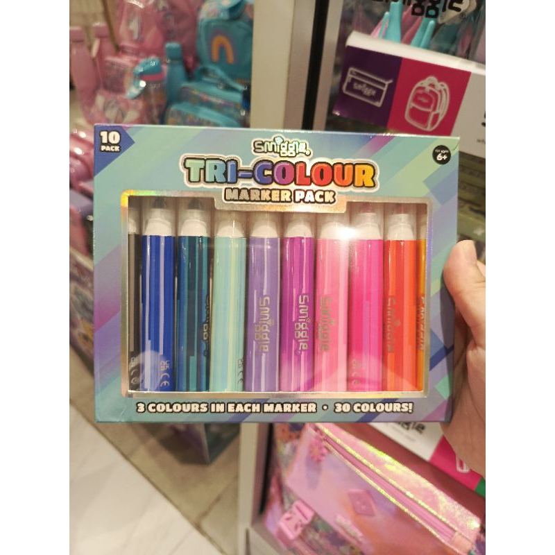 

Smiggle Tri-Colour Tri-Color Tri Color Colour Marker Pack Paket Set Spidol Besar 30 Warna Original