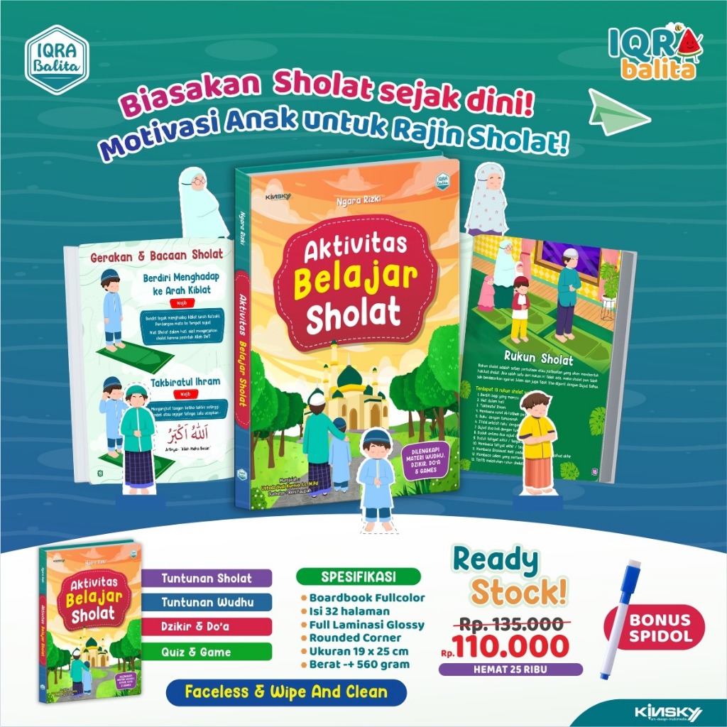 BOARDBOOK BUKU AKTIVITAS BELAJAR SHOLAT - KINSKY IQRA BALITA