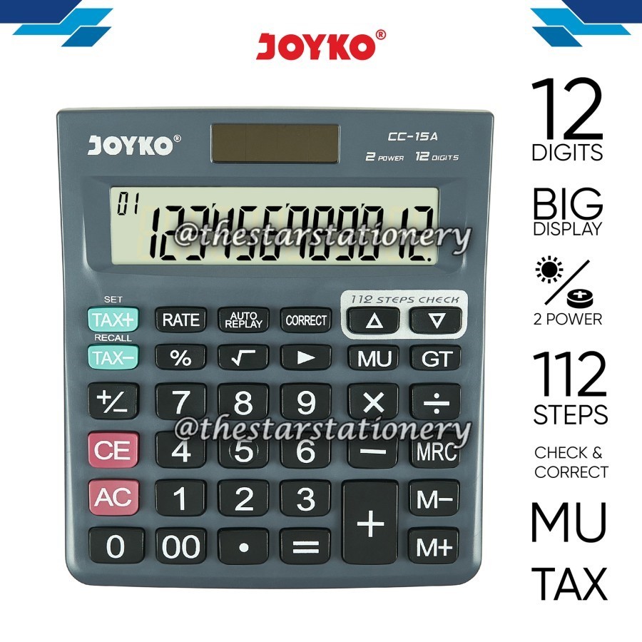 

(1 Biji) Kalkulator Joyko CC-15A 12 Digits Check Correct / Calculator Joyko CC15A 12 Digits Check Correct / Joyko CC 15A