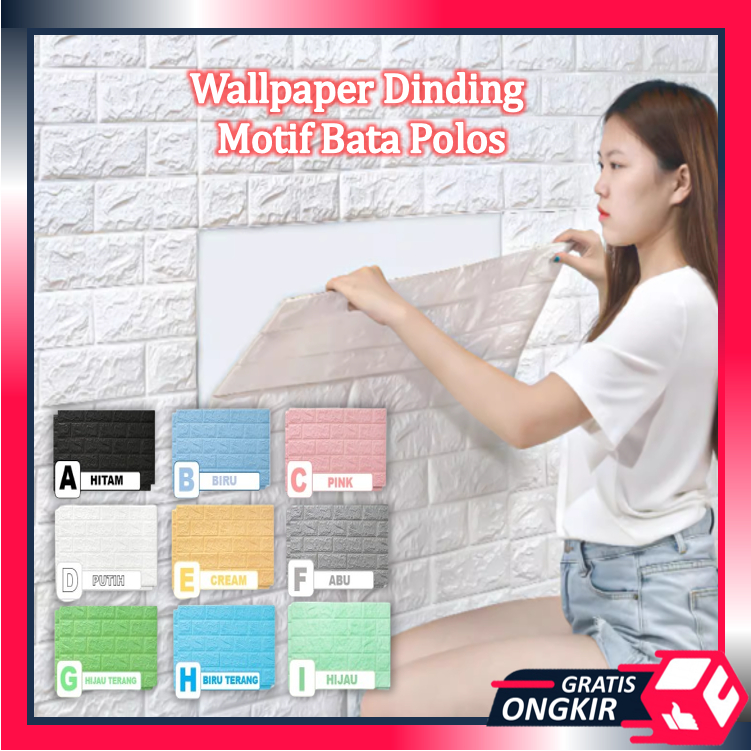 Gratis Ongkir - H5163 Wallpaper Dinding Foam Motif Bata Polos / Dekorasi Dinding Kamar Rumah / Dekorasi Rumah