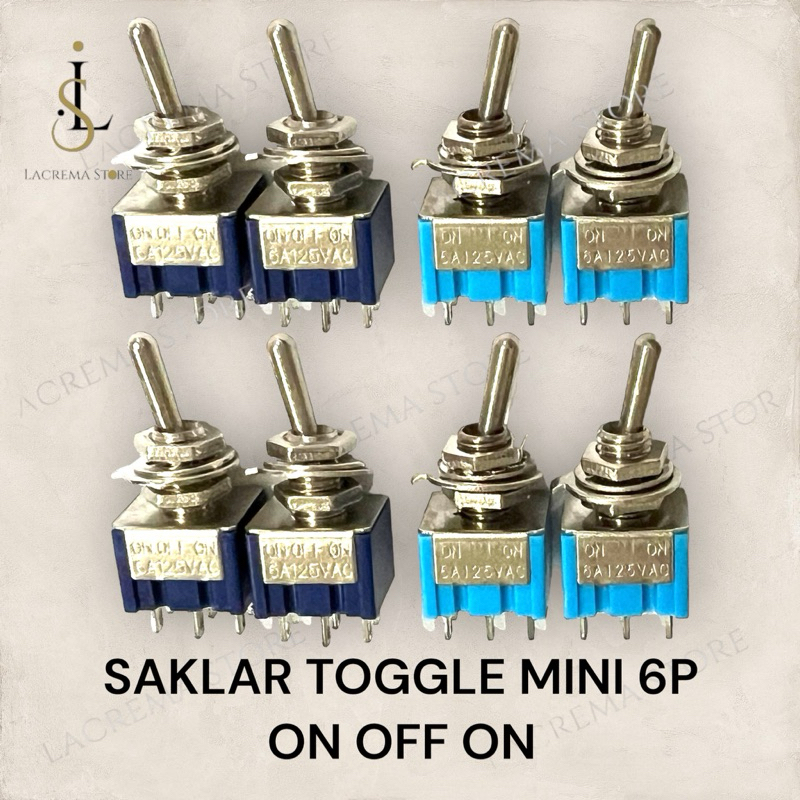SAKLAR TOGGLE  MINI 6PIN ON OFF ON - SKAKEL 6PIN - 6KAKI KECIL ON - OFF - ON