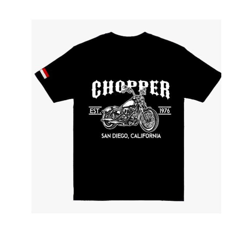kaos Chopper/ kaos motor Chopper - custom kaos anak motor -kaos hitam lengan pendek