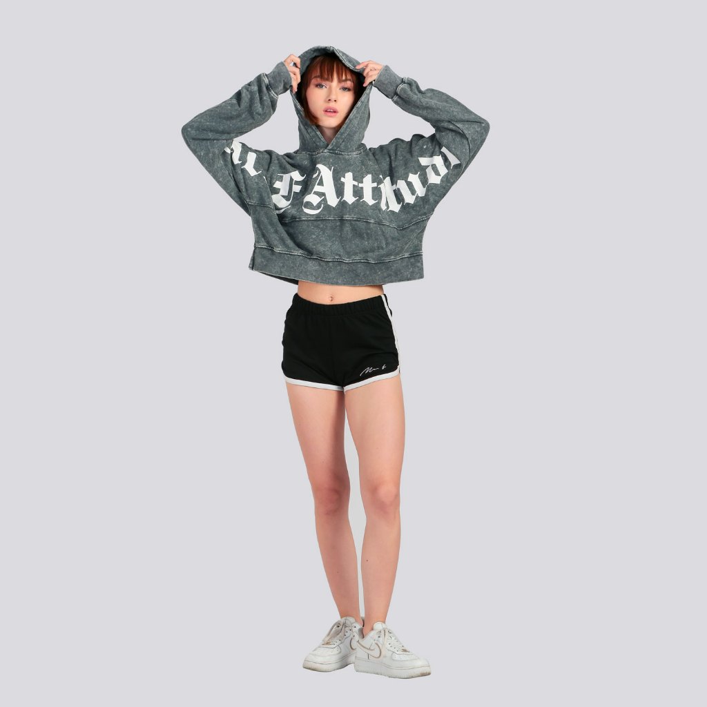 CROP HOODIE / ATTITUDE / MFS / ACID WASH