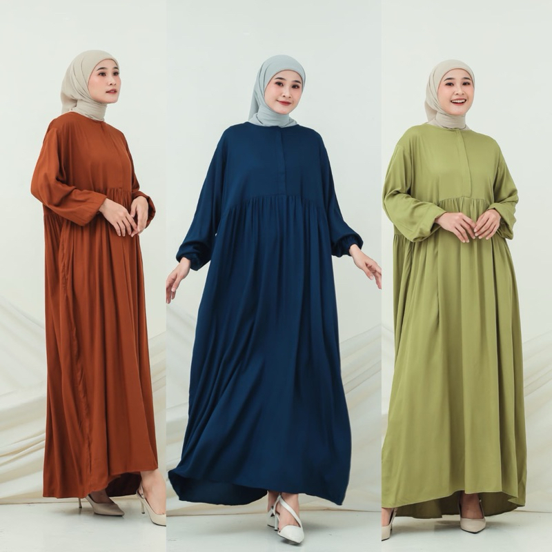 Gamis Polos Rayon Twill ori premium tebal | Gamis raya simple 2024| Gamis hitam polos
