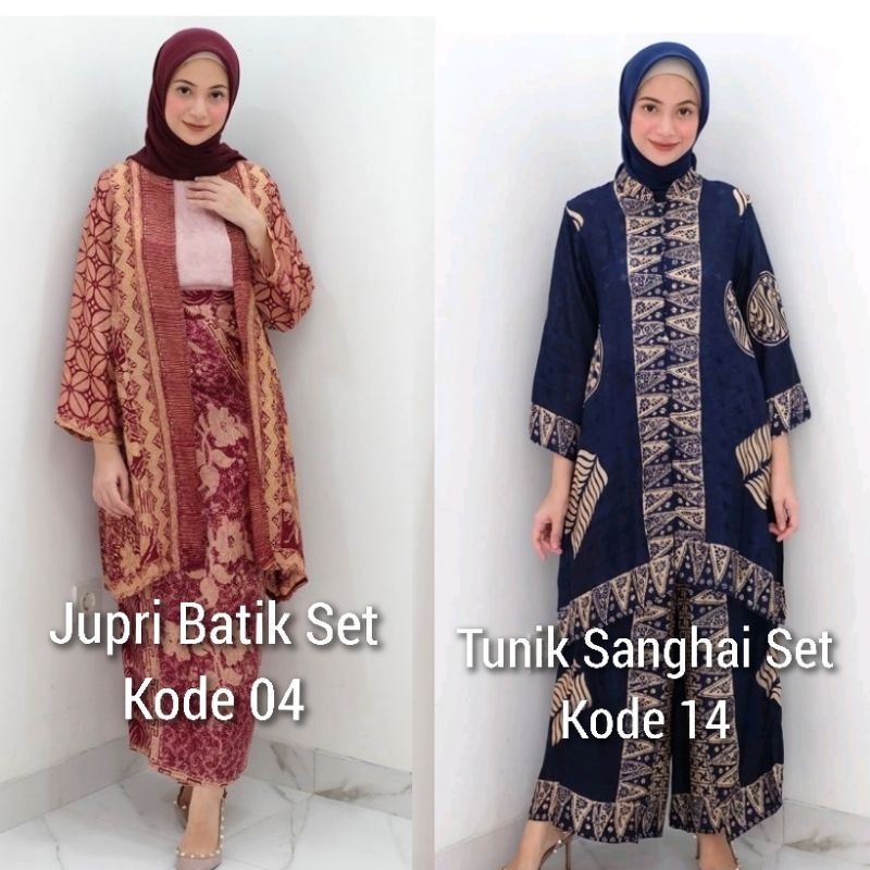 Ready Kirim Jupri Batik Set Outer Series (Kode 04) Tunik Sanghai Set Batik Celana Kulot kode (14) By