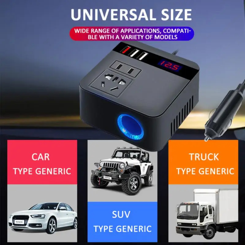 Power Inverter Mobil 100watt 12/24Volt dengan Cigaretter Plug untuk ubah Arus Listrik Kendaraan DC k