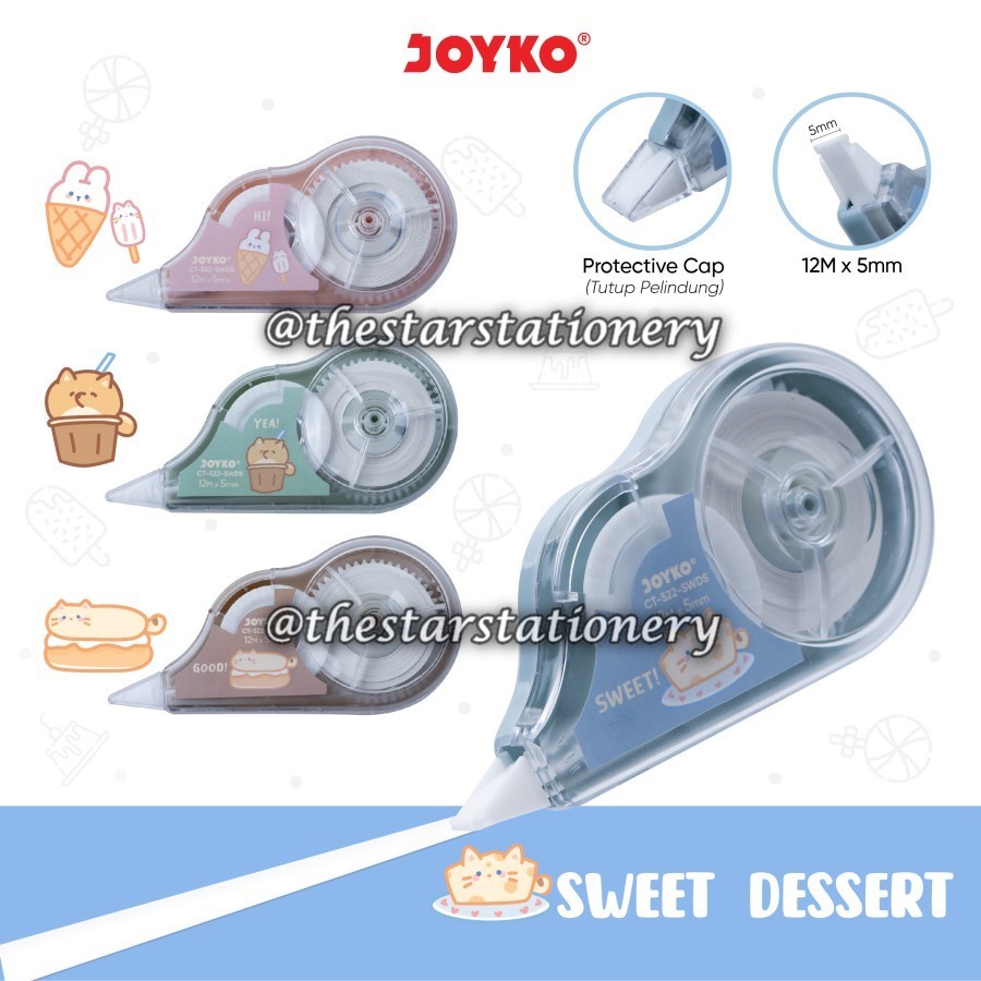 

(1 Biji) GROSIR Correction Tape Joyko CT-522-SWDS (12 M x 5 mm) / Pita Koreksi Joyko CT-522