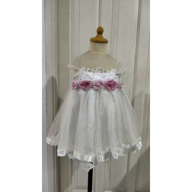 Baju Pesta Anak Perempuan Gaun Dress Putih Anak 2 - 5 tahun