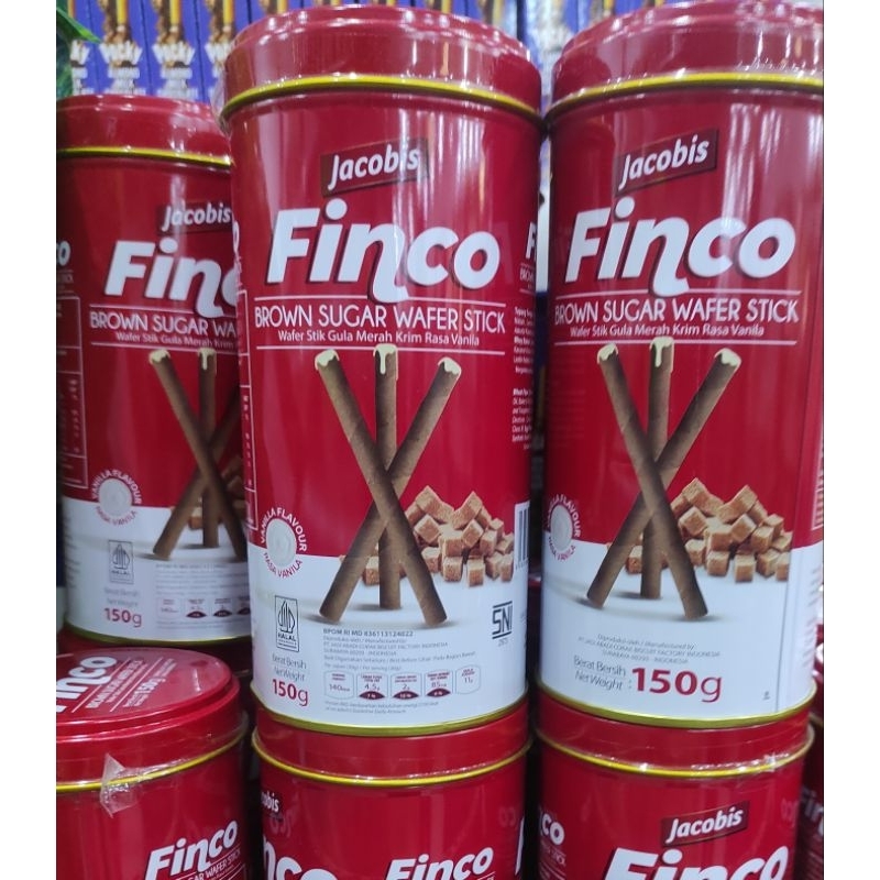 

Finco wafer stick brown sugar biskuit stick coklat gula merah kaleng cemilan hampers lebaran 150gr