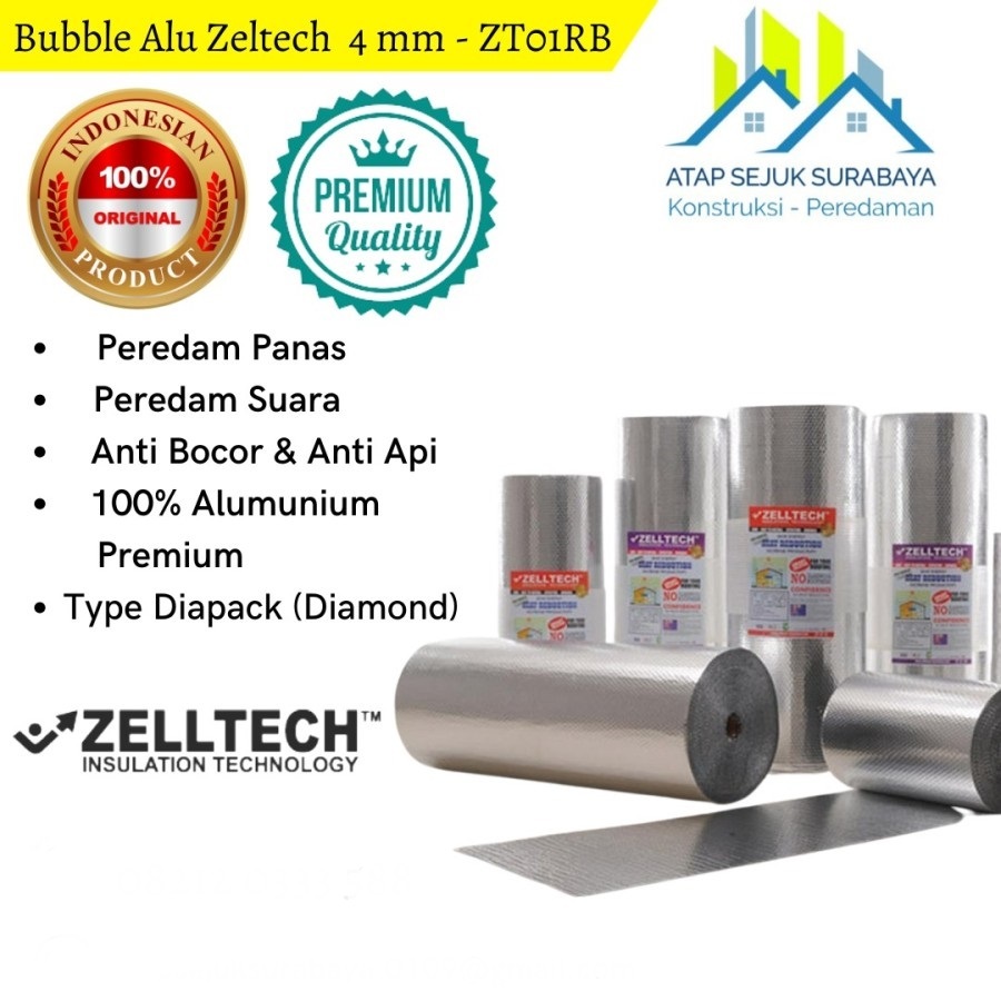 Zelltech Bubble Foil Aluminium 4mm Peredam Panas Atap