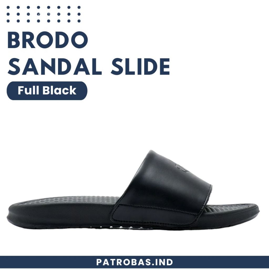 BRODO Sandal Broslides V2 Full Black Original Sendal Slide Slop Pria Hitam