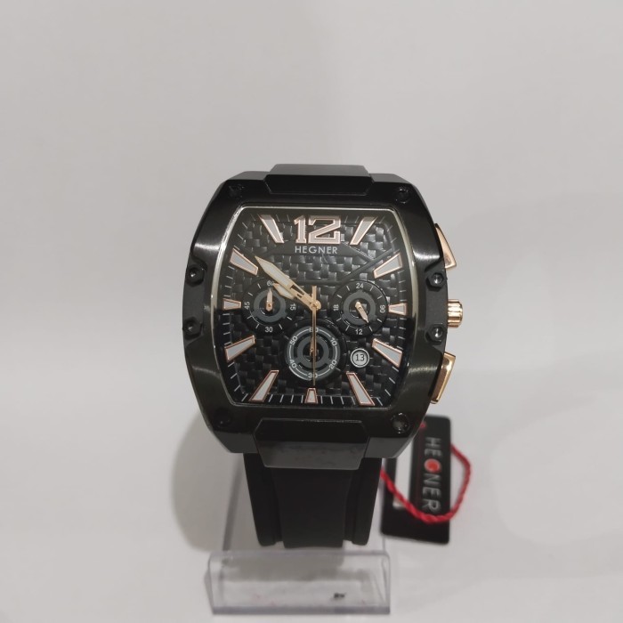 JAM TANGAN PRIA HEGNER 1709 HW 1709 CHRONOGRAPH RUBBER ORIGINAL