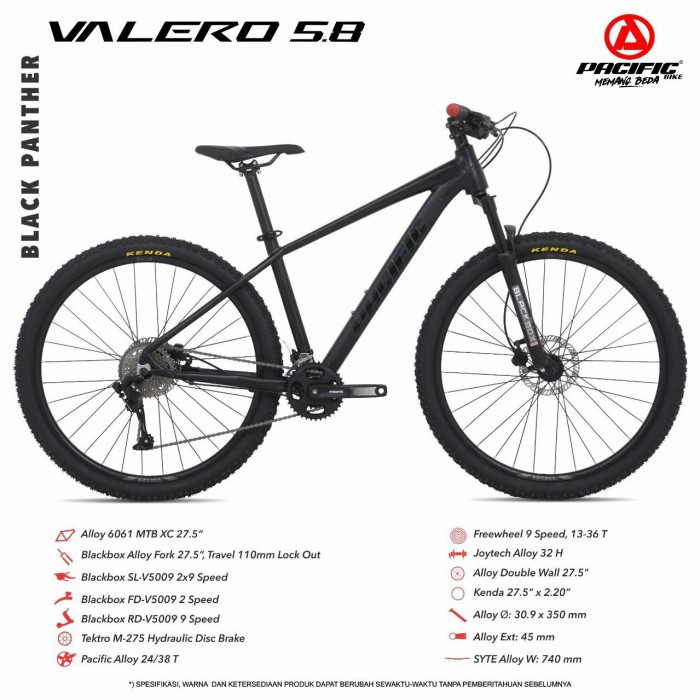 PACIFIC VALERO 5.8 ukuran 27.5 inch Sepeda Gunung Cowok MTB