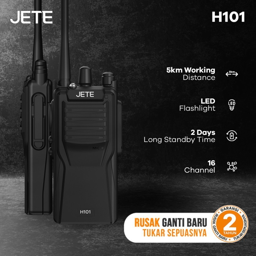 JETE H101 HT Handy Talky 16 Channel Jarak 5km - Garansi 2 Tahun