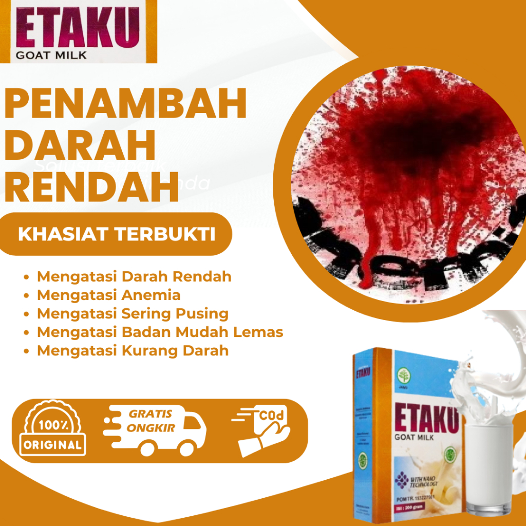 

Susu Penambah Darah Rendah, Anemia, Darah Rendah, Kurang Darah, HB Rendah, Menaikan HB Rendah, Penambah Darah Kurang Darah Badan Lemas Susu Kambing Etawa Walatra Etaku Goat Milk