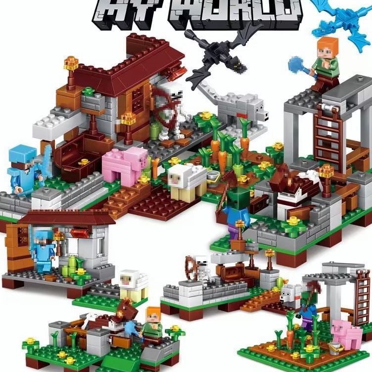 uJ Lego Edukasi Mainan Block My World Building Blocks Farm Jungle Tree House Toy Bricks with Traps E