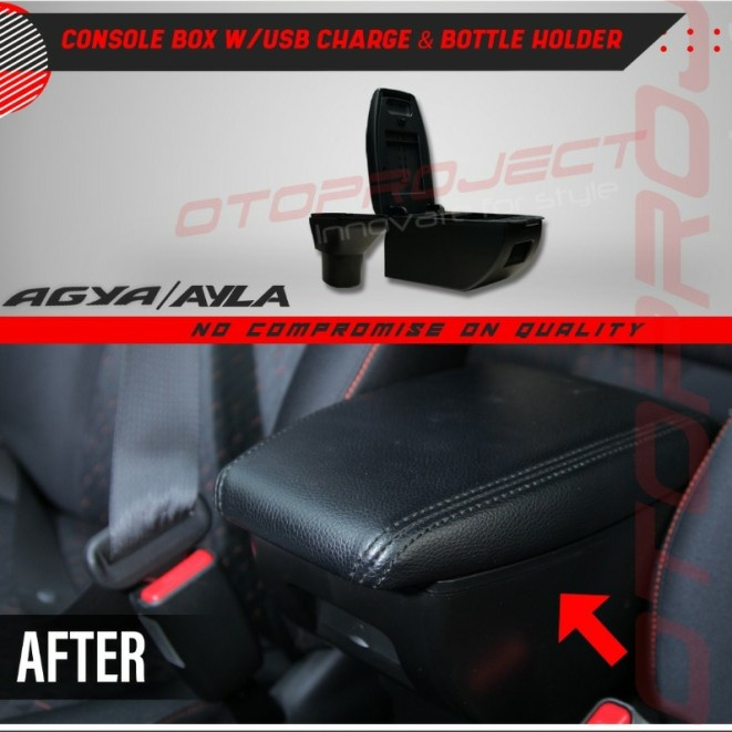 Toyota AGYA daihatsu AYLA console box arm rest BLACK USB tempat minum