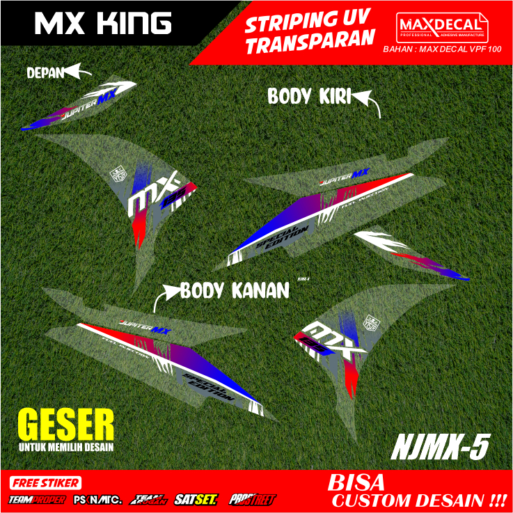 striping mx new 135 transparan new jupiter mx njmx  racing minimalis merah hijau biru hitam njmx-