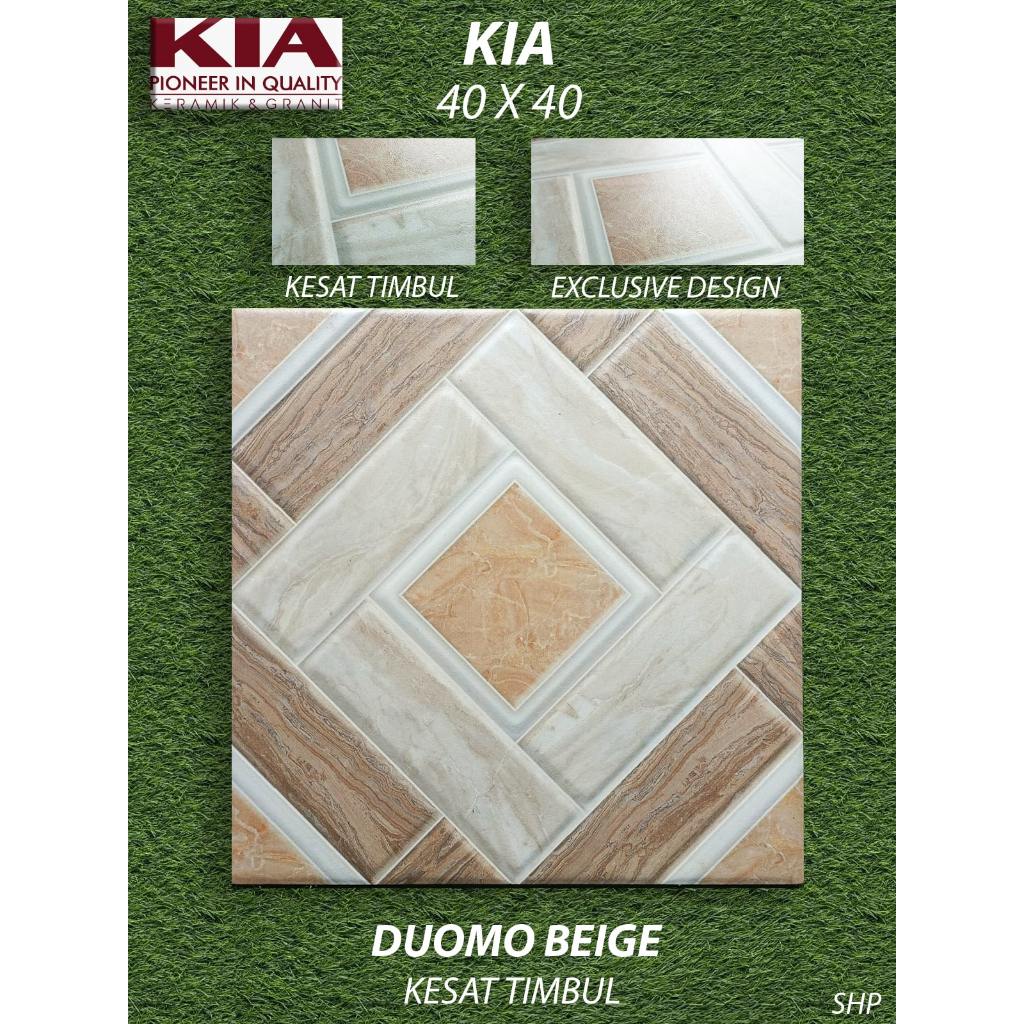 Keramik Lantai Motif 40X40 KIA Duomo Beige Kesat KW1 Pekanbaru Riau, Motif kesat timbul