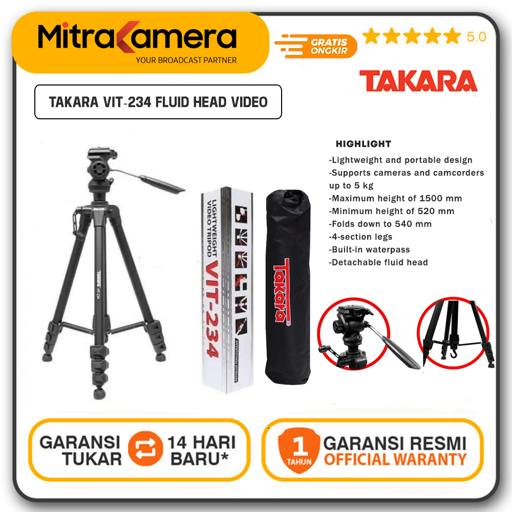 TAKARA VIT-234 Fluid Head Video Tripod